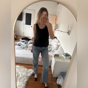 LOFT Womens Black Cotton Sleeveless Scoop Neck Pullover Tank Top Size XS